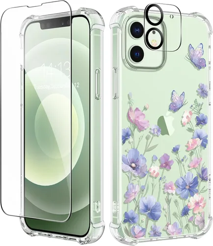 Miniatura 110 de GVIEWIN - Funda floral para iPhone 14 de 6.1 pulgadas, protector de pantalla + protector de lente de cámara, no se amarillenta, a prueba de golpes