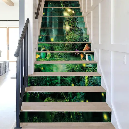 Miniatura 25 de artfanke - 13 adhesivos de vinilo 3D de otoño con bosque de arces para pelar y pegar en escaleras - adhesivos autoadhesivos para escaleras - a560