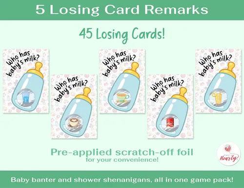 Miniatura 5 de Juegos de baby shower de Party Hearty para niño, 40 boletos de lotería con emojis para rascar, ideas de juegos para bebés, juego de rascar, azul