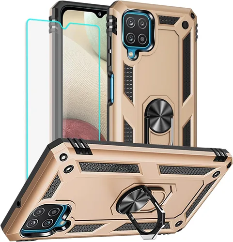 Miniatura 7 de Yiakeng Funda para teléfono Galaxy A12, Samsung A12 con protector de pantalla HD, fundas protectoras de grado militar con anillo para Samsung Galaxy