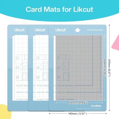 Miniatura 5 de Likcut Tapete de tarjeta de inserción de 4.5 x 6.25 pulgadas para cortador de vinilo S501, paquete de 3 alfombrillas de corte, crea tarjetas