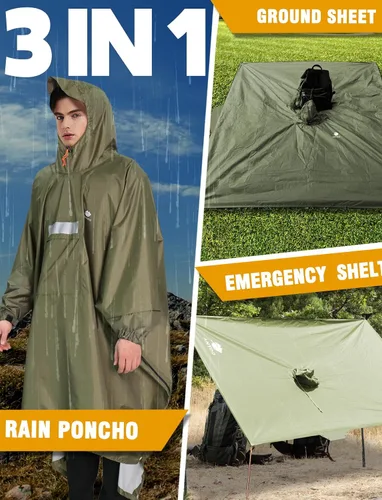 Miniatura 146 de ANYOO Poncho de lluvia con capucha para adultos, impermeable, ligero, para hombres y mujeres, chaqueta de lluvia reutilizable para emergencias al