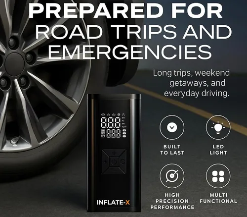 Miniatura 3 de Compresor de aire portátil para inflador de neumáticos, 4 veces más rápido, batería de 150 PSI y 20000 mAh, pantalla digital y luz LED, inflador