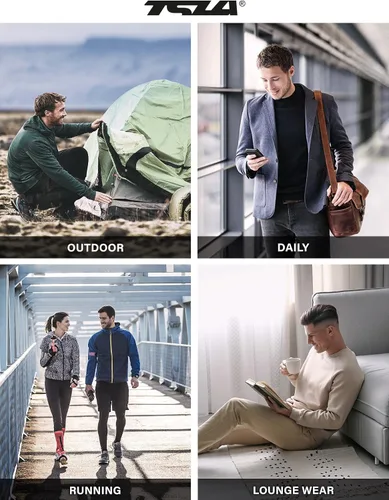 Miniatura 7 de TSLA Conjunto de ropa interior térmica para hombre, pantalones largos con forro polar suave, capa base cálida de invierno, parte superior e inferior