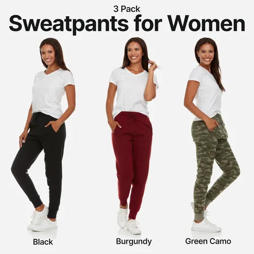 Miniatura 2 de 3 Pack Sweatpants Women, Comfortable Womens Sweatpants, Fleece Womens Joggers (Available in Plus)
