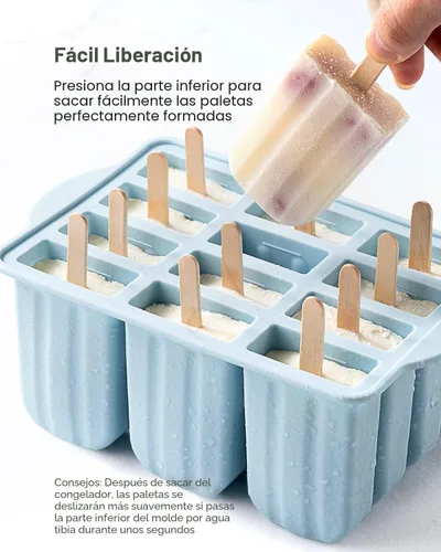 Miniatura 4 de MEETRUE - Moldes para paletas de silicona, 12 piezas, de fácil liberación, sin BPA, moldes para hacer paletas de hielo, hecho en casa, con 50