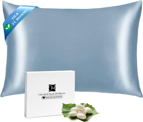 Miniatura 13 de Ravmix - Juego de 2 fundas de almohada de seda para cabello y piel con cremallera oculta, juego de 2 fundas de almohada de seda de morera 21Momme