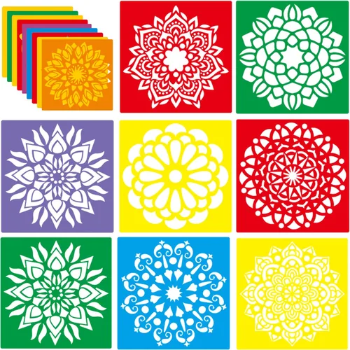 Miniatura 10 de Plantillas de 24 piezas, plantillas de dibujo grandes, plantilla de tiza, 8 pulgadas, juego de plantillas de forma lavable para manualidades, dibujo