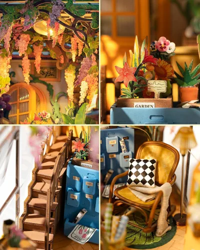Miniatura 5 de Rolife - Kits de manualidades para rincón de lectura para adultos - Estantería de casa de jardín Booknook - Decoración de habitación en rompecabezas