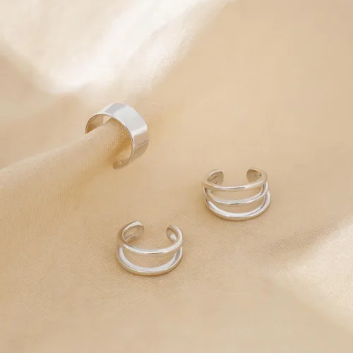 Miniatura 4 de CHIC & ARTSY - Aretes de plata de ley 925 sin perforación, aretes de cartílago o hélix falso, varios estilos, aretes de oreja de caracola, joyería