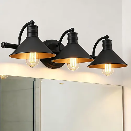 Miniatura 20 de 2 Light Bathroom Vanity Light Over Mirror - Black and Gold Farmhouse Wall Light for Bathroom Vanity Powder Room, Rustic Gooseneck Barn Style 2 Bulb
