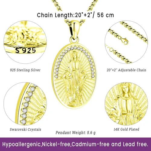 Miniatura 2 de Eusense Collar con colgante de San MiguelSan CristóbalSan BenitoSan JudaVirgen María MilagrosaCrucifijo de JesúsSan JoséSan Antonio para hombres