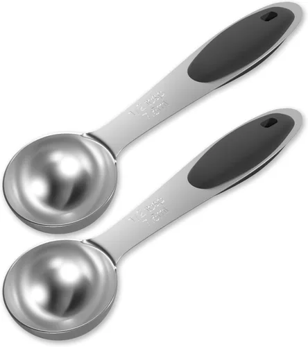 LEIFENY Cuchara dosificadora individual de acero inoxidable, 2 unidades de 1/2 cucharada (1.5 cucharaditas, 1/4 oz, 0.3 fl oz) con agarre de
