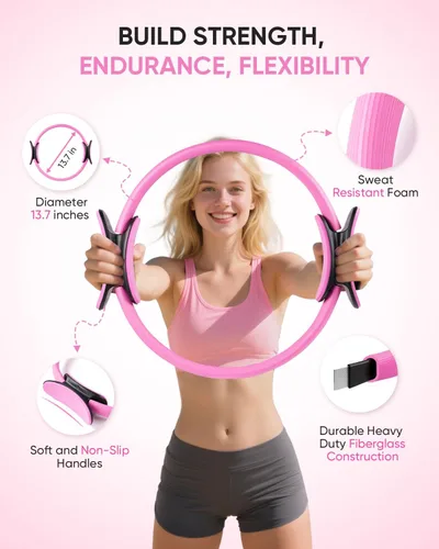 Miniatura 3 de Kit de Pilates para Casa Sensrola, Kit Esencial de Pilates para Mujeres, Juego de Equipo de Pilates con Anillo de Pilates, Bandas de Resistencia