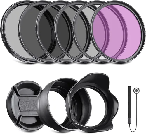 NEEWER Paquete de filtro ND de 40,5 mm y accesorios para lentes, kit de filtros ND2 ND4 ND8 UV FLD CPL con tapa de lente