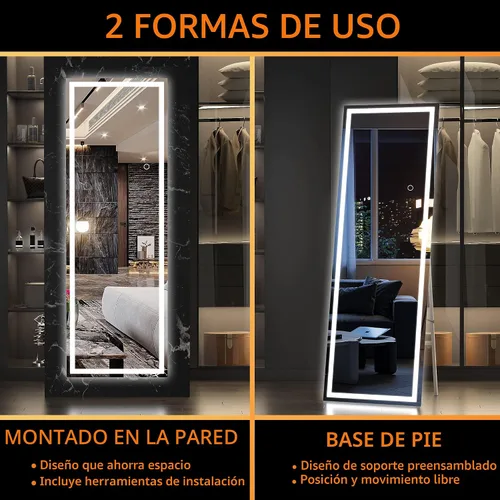 Miniatura 6 de Hasipu Espejo de longitud completa con luces, espejo de piso LED de 56 x 15.8 pulgadas, espejo de cuerpo entero para vestir, espejo montado