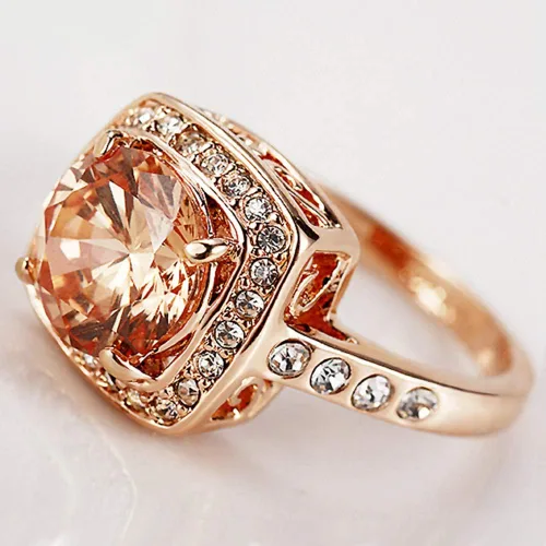 Miniatura 3 de Acefeel Anillos brillantes amarillos del topacio de la circona cúbica para las mujeres 18K chapado en oro rosa, Circonita, oro blanco, cobre, oro