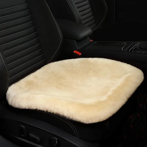 Miniatura 9 de LLB Fundas de asiento de asiento de automóvil de oveja genuina para automóviles, camiones, SUV, almohadilla protectora de asiento cómoda para Gris