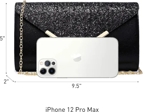 Miniatura 4 de Dasein Bolsos de noche para mujer, monederos formales para boda, fiesta, graduación, con correa para el hombro y solapa con purpurina