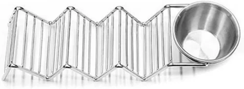 Miniatura 6 de TOPINCN Soporte para tacos de acero inoxidable, 3 rejillas en forma de V, bandeja para tacos con taza de salsa, bandeja de metal para servir maíz