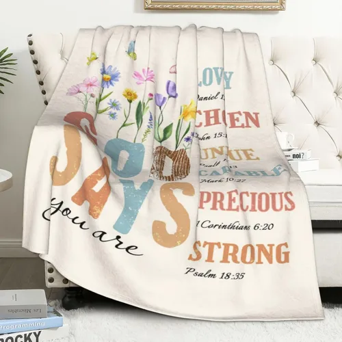 Manta Cristiana, Regalos de Cumpleaños para Mujeres y Hombres, Manta Decorativa Inspiradora de Escritura con Versículo Bíblico Regalos Religiosos