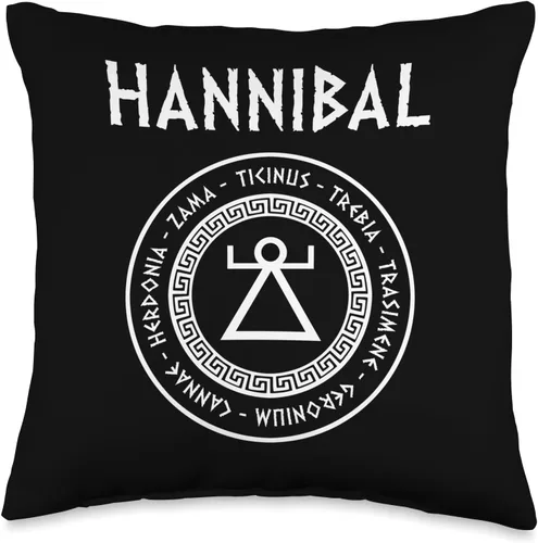 Agema Apparel Hannibal Barca Battles of The Punic Wars - Almohada con símbolo de Cartago, 16 x 16 pulgadas, multicolor