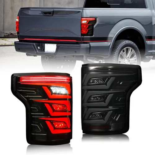 letsdate Luces traseras ahumadas compatibles con camioneta F150 de 13ª generación 2015-2019 halógenas de fábrica solo con animación con luces de