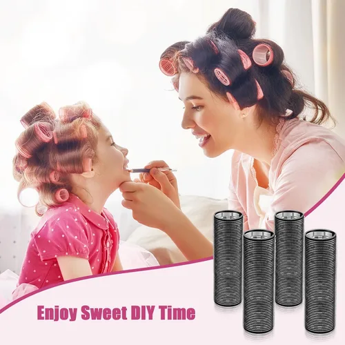 Miniatura 4 de WILLBOND 4 rodillos de pelo largos para flequillo, rizadores de núcleo de aluminio, rodillo térmico de autoagarre para cabello largo y mediano, Negro