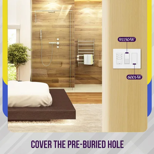 Miniatura 4 de ENERLITES - Adaptador en blanco para placas de pared decorativas, termoplástico de policarbonato irrompible, con certificación ETL, 6001-W-10