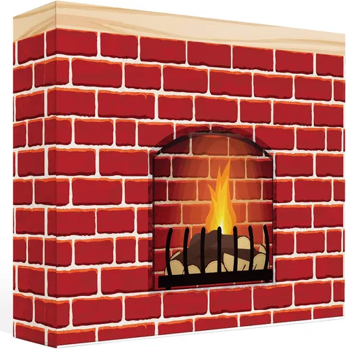 Zhanmai Accesorios para chimenea de Navidad 3D de ladrillo sintético rojo artificial, telón de fondo de chimenea, 35.4 x 26.6 x 5.5 pulgadas,