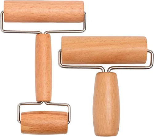 Whaline Rodillo de madera para repostería, 2 piezas, rodillo de madera antiadherente para el hogar, cocina, hornear y cocinar, fácil de manejar