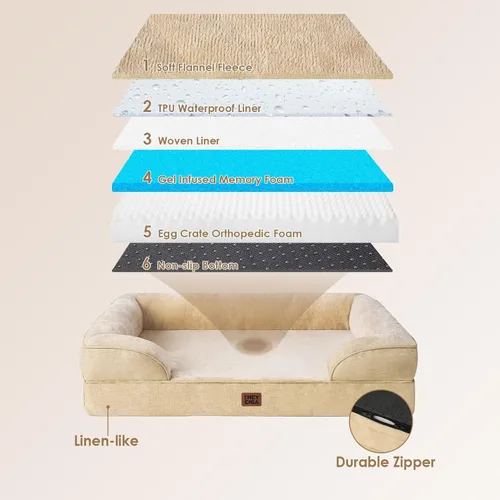 Miniatura 46 de EHEYCIGA – Cama ortopédica impermeable para perros pequeños, de espuma viscoelástica tipo caja de huevos, con bordes elevados y base antideslizante