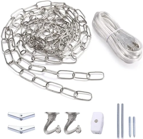 Miniatura 8 de Kit de Luz Canomo Incluye Cadena de Araña de 12 Pies, Cordón de Iluminación de 15 Pies e Instrucciones para Araña, Luz Colgante y Luz de Ventilador