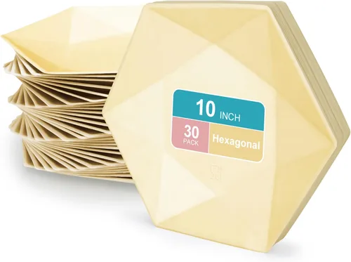 Miniatura 18 de Paquete de 30 platos de papel desechables de 8 pulgadas, platos de papel hexagonal azul, platos de postre 100% biodegradables para bodas