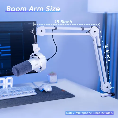 Miniatura 6 de FIFINE Soporte de Brazo para Micrófono, Soporte de Micrófono de Metal Resistente, Brazo de Suspensión de Tijera Ajustable para Grabación de Podcast