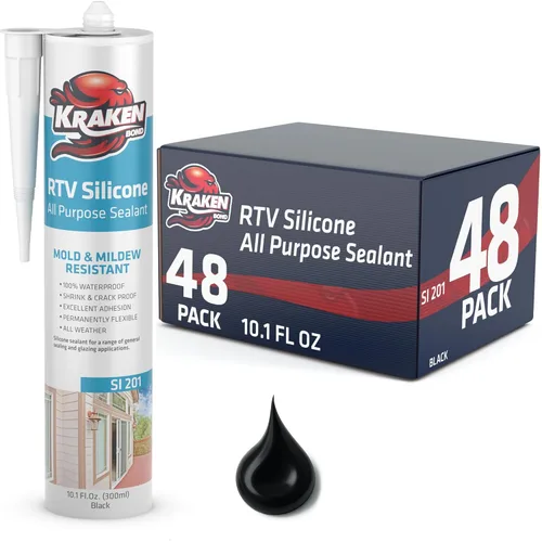 Miniatura 9 de Kraken Bond Sellador de silicona gris resistente al agua Cartucho de 100 a 10 onzas líquidas – RTV silicona calafateo para cocina y baño, todo uso