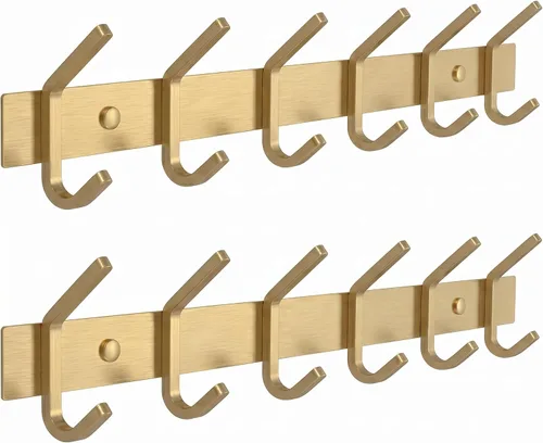 Miniatura 20 de Perchero de Abrigos Pequeño Negro Mate para Pared – Riel de Ganchos de Acero Inoxidable de 6 Pulgadas con 2 Ganchos Dobles para Abrigos