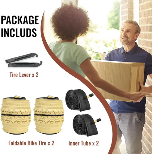 Miniatura 7 de Neumáticos de bicicleta playera de 26x2.125: Juego de reemplazo de MOHEGIA de 2 paquetes de neumáticos plegables de 26 pulgadas con juego de tubos 2