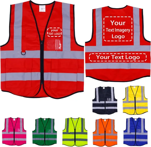 Miniatura 9 de Chaleco de seguridad personalizado para hombres con bolsillos, chaleco de construcción, chaleco reflectante Hi Vis, chaleco de trabajo, chaleco