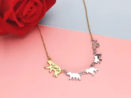 Miniatura 2 de Sweet Family - Collar con colgante para mamá y oso bebé, regalo para ella, mamá, madre, regalo para ella, Acero inoxidable, no conocido