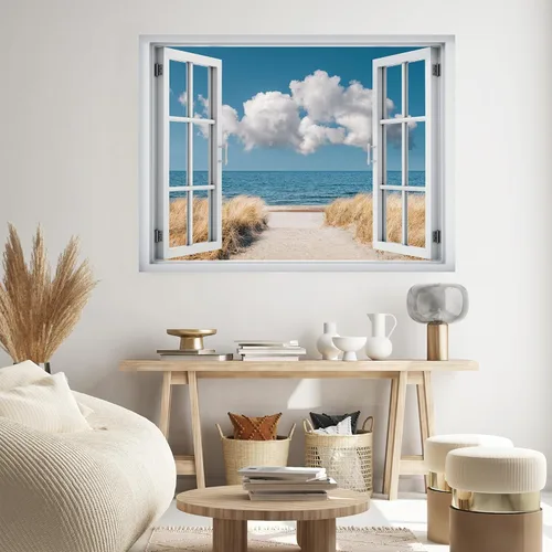 Miniatura 23 de SIGNWIN Adhesivo de pared removible/mural de pared para ventana, vegetación exuberante y árboles iluminados por el sol, fotografía, realismo