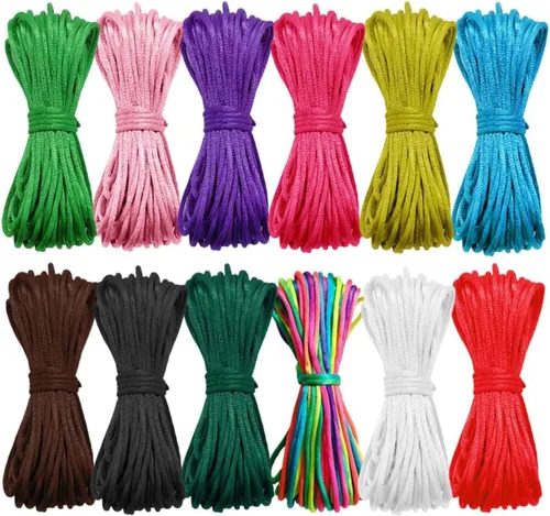 Ewparts Cuerda de nailon de 0.079 pulgadas para hacer pulseras de 120 yardas, cuerda de nailon satinado de seda para pulseras, cordón, collares, 12