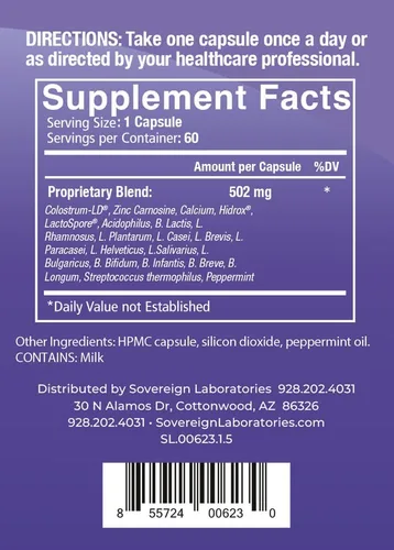 Miniatura 2 de GastroDefense Stomach Armor - Probiótico y preestable - Calostro liposomal LD mejorado. Las manchas beneficiosas colonizan y promueven la salud