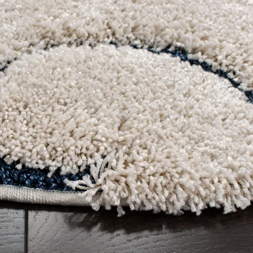 Miniatura 7 de SAFAVIEH Alfombra de área de 8x10 - Colección Florida Shag - Grande - Crema y azul, diseño de volutas, no desprende pelusa y fácil de limpiar, pelo