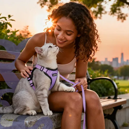 Miniatura 9 de rabbitgoo Juego de arnés y correa para gatos, arnés a prueba de escapes para paseos seguros al aire libre, chaleco suave transpirable ajustable