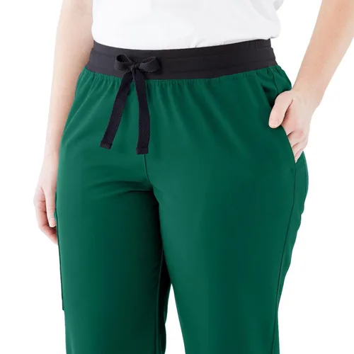 Miniatura 97 de ave. Varick - Pantalón médico de tiro medio para mujer, pierna recta, seis bolsillos, color azul caribeño, talla S