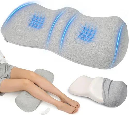 Almohada de rodilla para dormir de espalda, cojín ergonómico de espuma viscoelástica, almohada de refuerzo para piernas, funda lavable, soporte