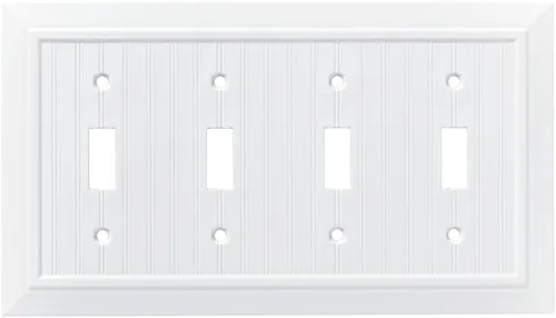 Miniatura 15 de Franklin Brass Beadboard Clásico (Paquete de 1) Cubierta Decorativa para Interruptor de Luz Blanco Puro Placa de Pared de 2 Posiciones