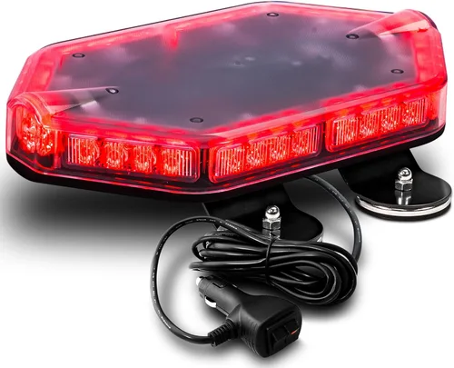 Miniatura 37 de NanoFlare NFMB56 Mini Barra de Luz Estroboscópica LED Roja Blanca de 17" 12V 56W [Clase SAE 1] [Imán/Montaje Permanente] Barra de Luz de Baliza
