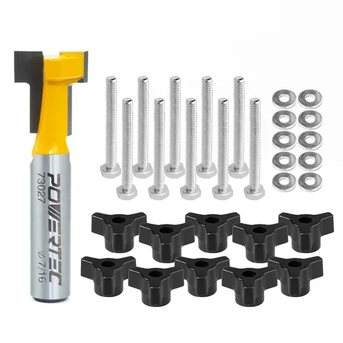 Miniatura 26 de POWERTEC Insertos de almacenamiento de brocas de enrutador para 110 brocas, 50 brocas de 1/2 pulgada y 60 brocas de enrutador de vástago de 1/4